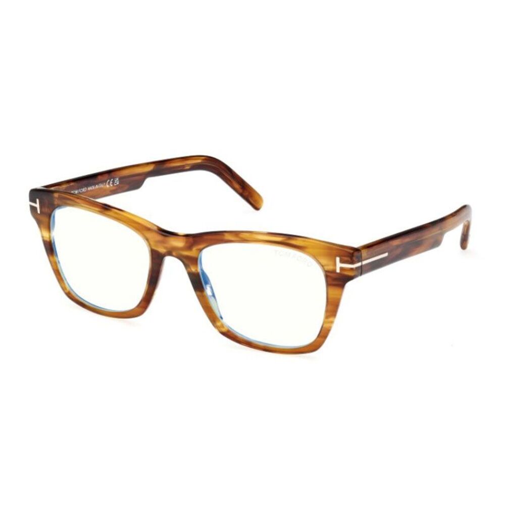 Tom Ford Eyeglasses Square Full Rim, Shiny Light Brown Frame and